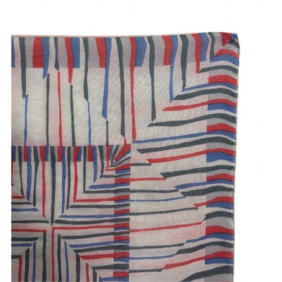 Givenchy Vintage Red White Blue Geometric Cotton Handkerchief Pocket Square 14” - Picture 4 of 6